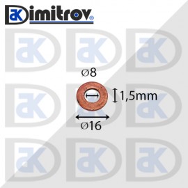Дифтунга Ø  8 х Ø 16 х 1,5 mm медна